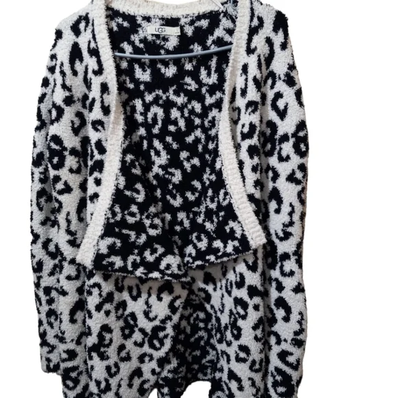 Ugg Phoebe Wrap Cardigan Cheetah Print White/Black Size S - Picture 3 of 6